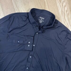 Rhone Shirt Commuter Classic Men's 2XL Black Stretch Long Sleeve Italian Fabric